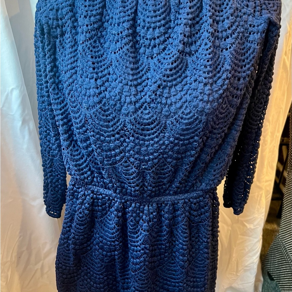 Lilly Pulitzer Lana Skort Romper Navy Scalloped Shell Lace Size XXS